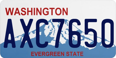 WA license plate AXC7650