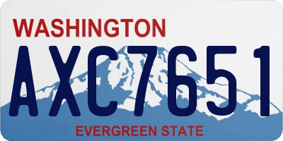 WA license plate AXC7651