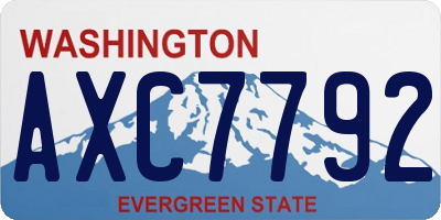 WA license plate AXC7792