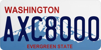 WA license plate AXC8000