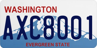 WA license plate AXC8001