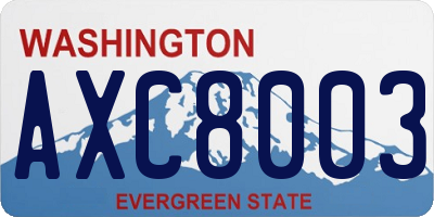WA license plate AXC8003