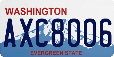 WA license plate AXC8006
