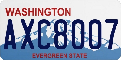 WA license plate AXC8007