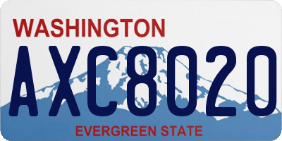 WA license plate AXC8020