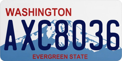 WA license plate AXC8036