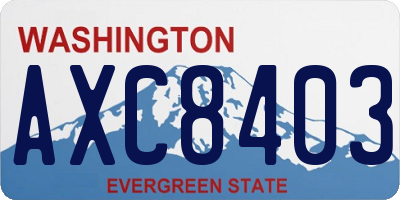 WA license plate AXC8403