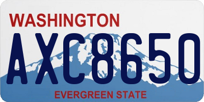 WA license plate AXC8650