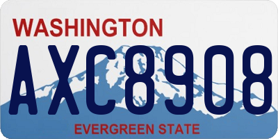 WA license plate AXC8908