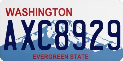 WA license plate AXC8929