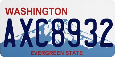 WA license plate AXC8932