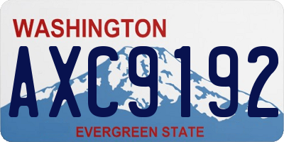 WA license plate AXC9192