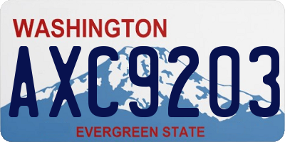 WA license plate AXC9203