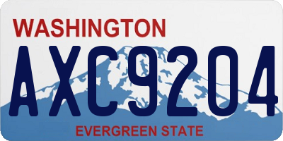 WA license plate AXC9204