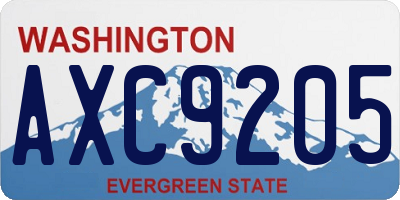 WA license plate AXC9205