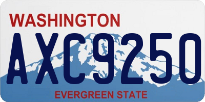 WA license plate AXC9250