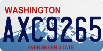 WA license plate AXC9265