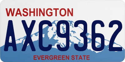 WA license plate AXC9362