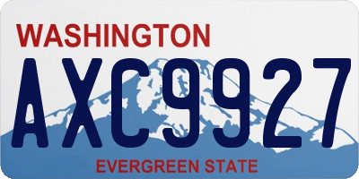 WA license plate AXC9927