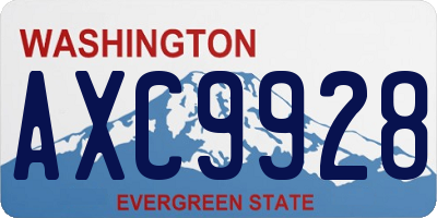 WA license plate AXC9928