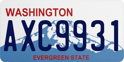 WA license plate AXC9931