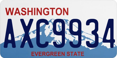 WA license plate AXC9934