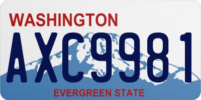 WA license plate AXC9981