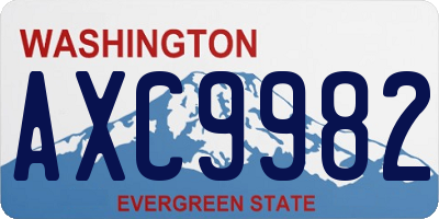 WA license plate AXC9982