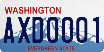 WA license plate AXD0001