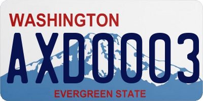 WA license plate AXD0003