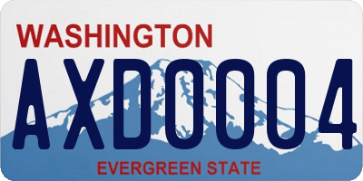 WA license plate AXD0004