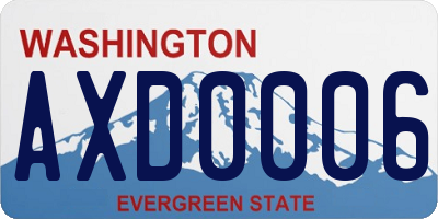 WA license plate AXD0006