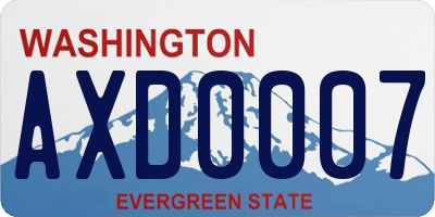 WA license plate AXD0007