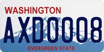 WA license plate AXD0008