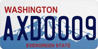 WA license plate AXD0009