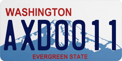 WA license plate AXD0011