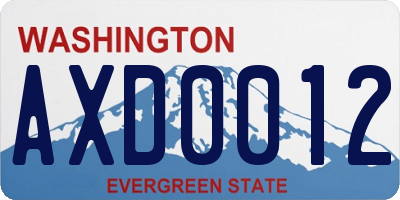 WA license plate AXD0012