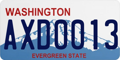 WA license plate AXD0013