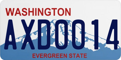 WA license plate AXD0014
