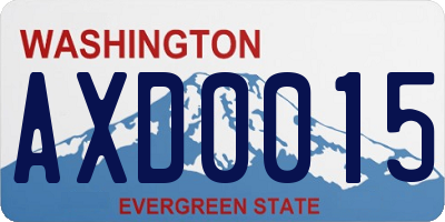 WA license plate AXD0015
