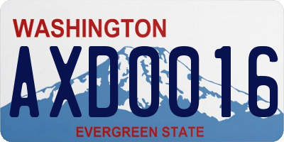 WA license plate AXD0016