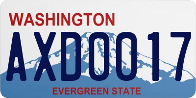 WA license plate AXD0017