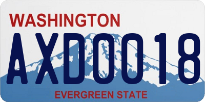 WA license plate AXD0018