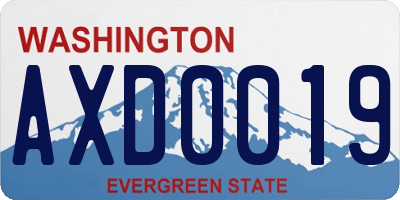 WA license plate AXD0019