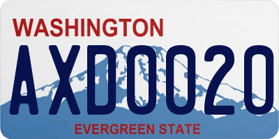 WA license plate AXD0020