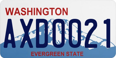 WA license plate AXD0021
