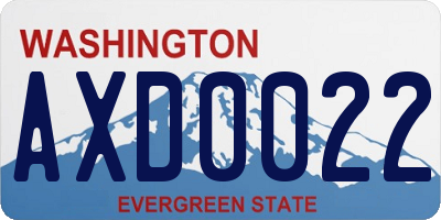 WA license plate AXD0022