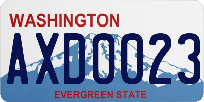 WA license plate AXD0023