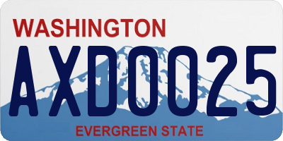 WA license plate AXD0025
