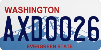 WA license plate AXD0026
